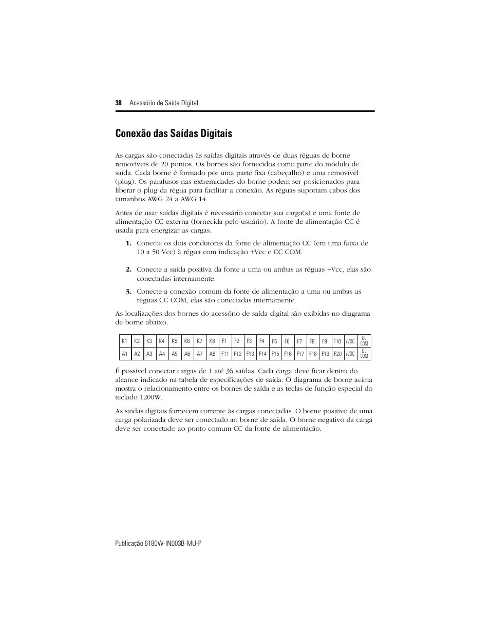 Conexão das saídas digitais | Rockwell Automation 6189V-OB36 Digital Output Accessory Installation Instructions User Manual | Page 38 / 42