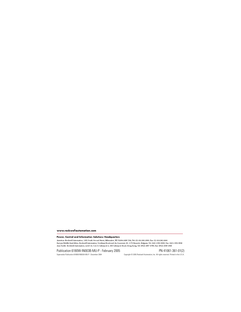 Back cover | Rockwell Automation 6189V-OB36 Digital Output Accessory Installation Instructions User Manual | Page 42 / 42