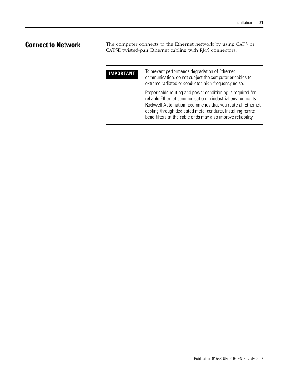 Connect to network | Rockwell Automation 6155R Industrial Non-display Computers User Manual | Page 31 / 64