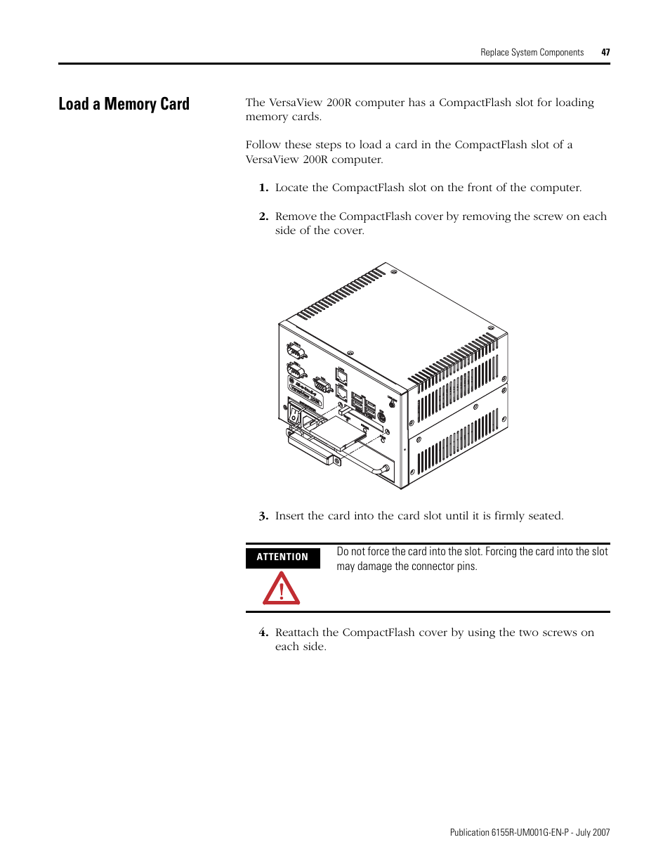 Load a memory card | Rockwell Automation 6155R Industrial Non-display Computers User Manual | Page 47 / 64