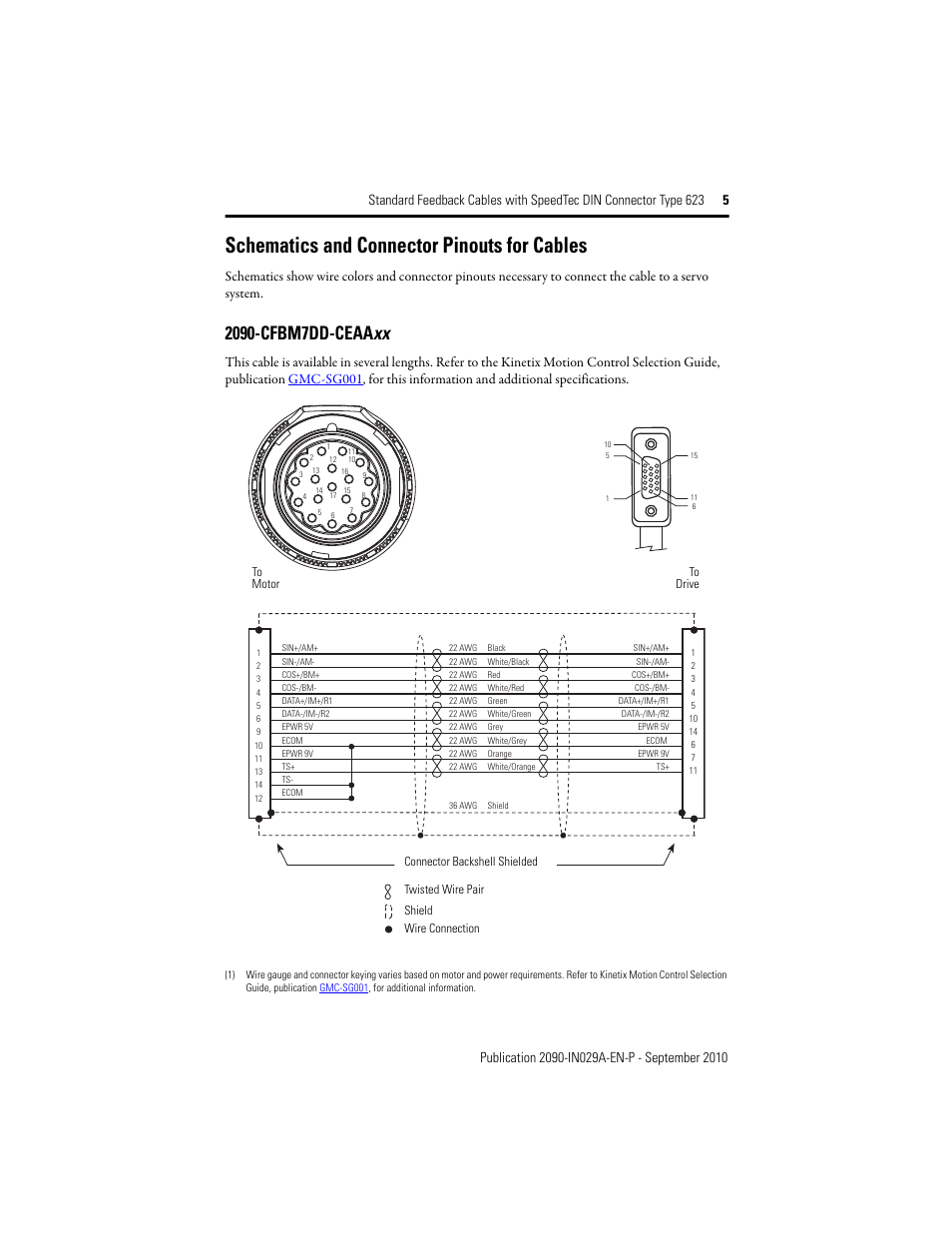 Schematics and connector pinouts for cables, 2090-cfbm7dd-ceaaxx | Rockwell Automation 2090-CFxxx Standard Feedback Cables with SpeedTec DIN Connector Type 623 User Manual | Page 5 / 8