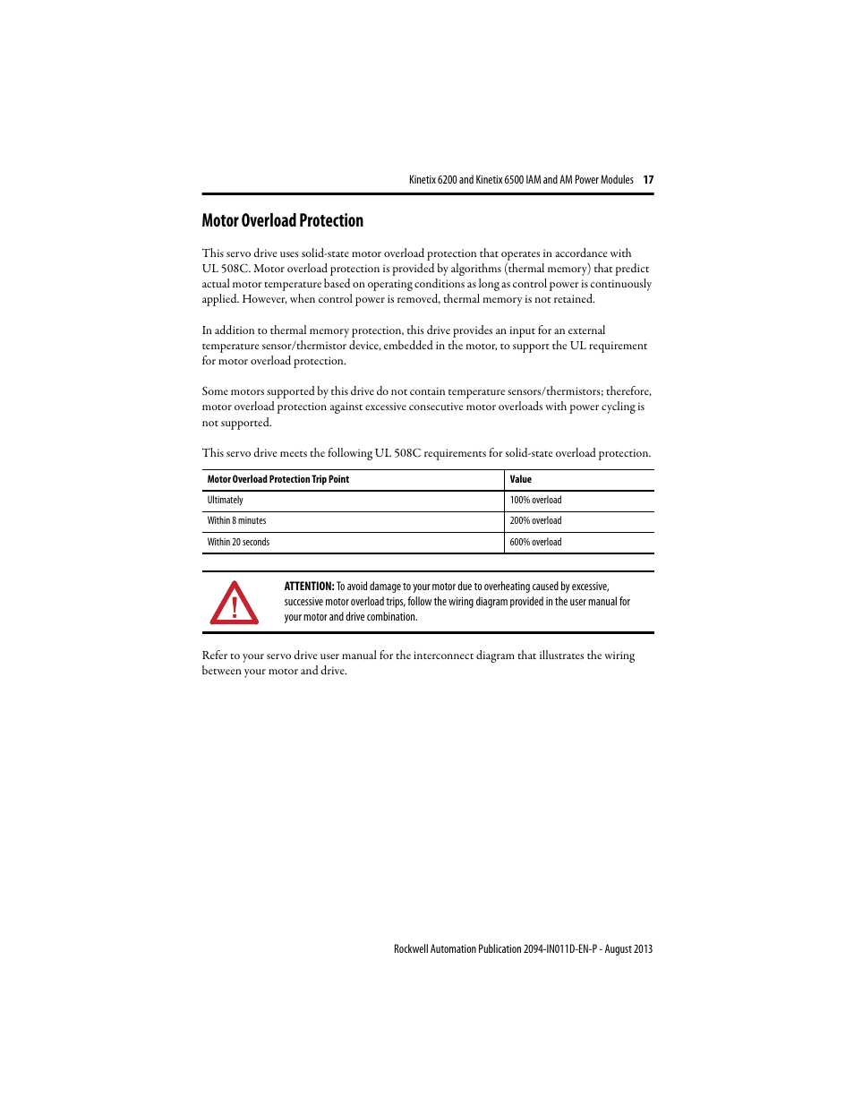 Motor overload protection | Rockwell Automation 2094-BMxx-M Kinetix 6200 and Kinetix 6500 IAM and AM Power Modules Installation Instructions User Manual | Page 17 / 20