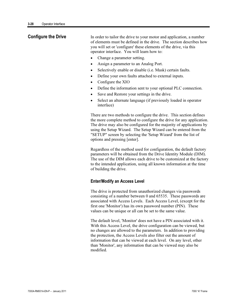 Configure the drive, Enter/modify an access level | Rockwell Automation 7000A PowerFlex Medium Voltage AC Drive - Air-Cooled (A Frame) User Manual | Page 102 / 412