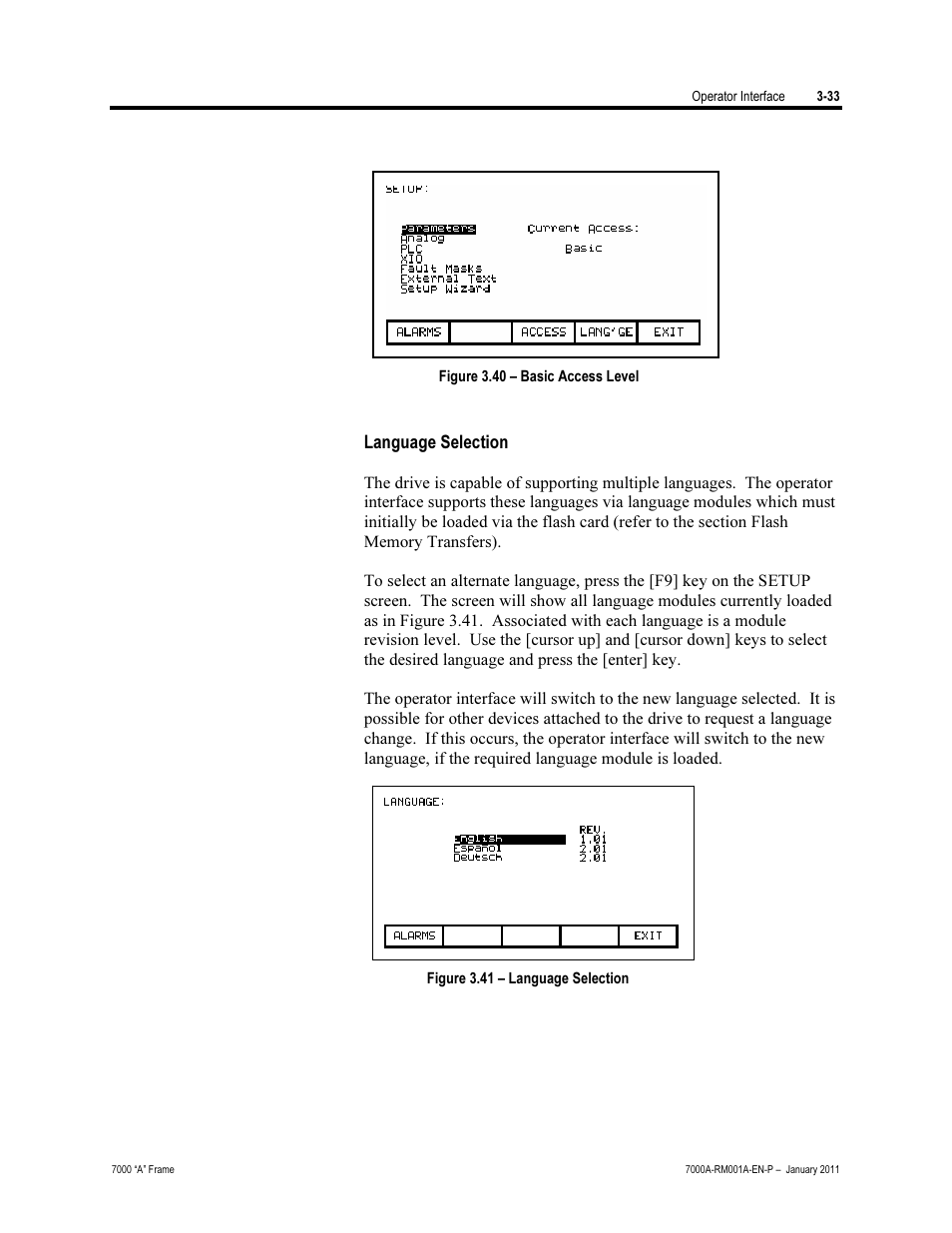 Language selection | Rockwell Automation 7000A PowerFlex Medium Voltage AC Drive - Air-Cooled (A Frame) User Manual | Page 107 / 412