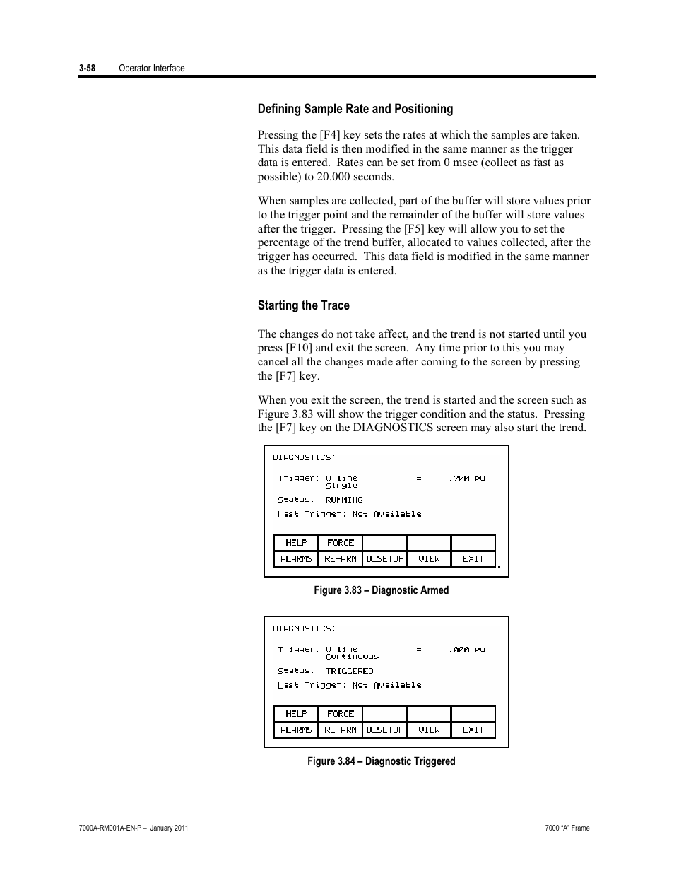 Defining sample rate and positioning, Starting the trace | Rockwell Automation 7000A PowerFlex Medium Voltage AC Drive - Air-Cooled (A Frame) User Manual | Page 132 / 412