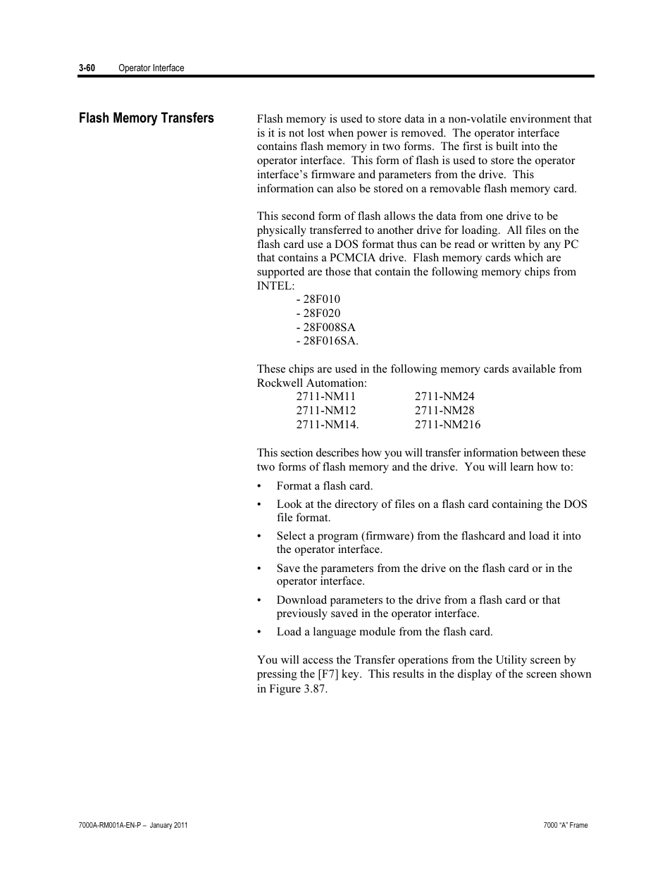 Flash memory transfers | Rockwell Automation 7000A PowerFlex Medium Voltage AC Drive - Air-Cooled (A Frame) User Manual | Page 134 / 412