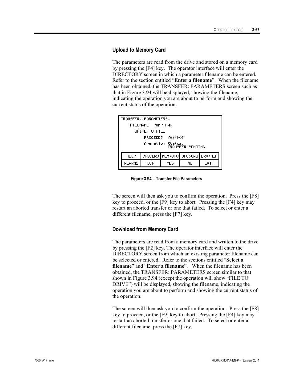 Upload to memory card, Download from memory card | Rockwell Automation 7000A PowerFlex Medium Voltage AC Drive - Air-Cooled (A Frame) User Manual | Page 141 / 412