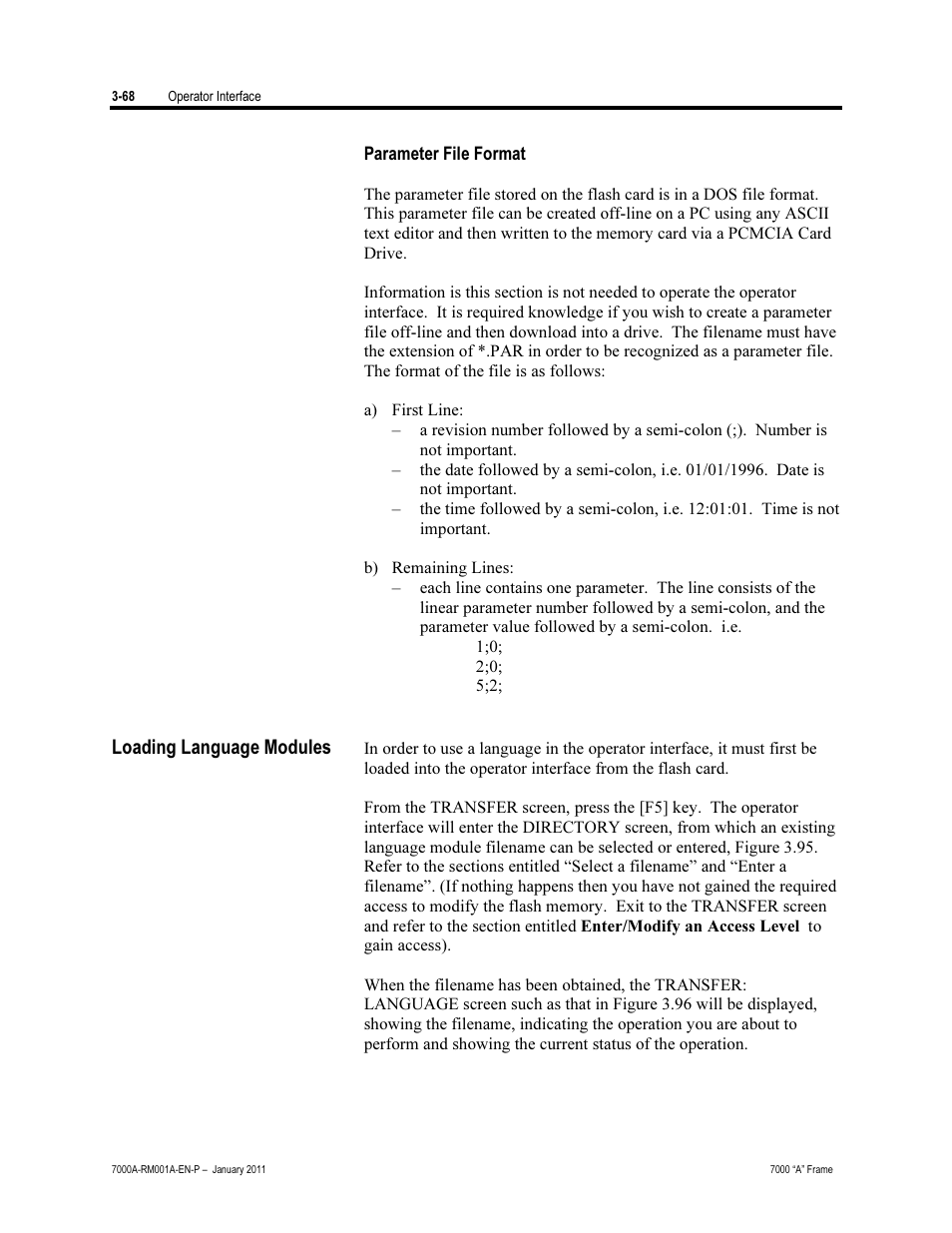 Parameter file format, Loading language modules | Rockwell Automation 7000A PowerFlex Medium Voltage AC Drive - Air-Cooled (A Frame) User Manual | Page 142 / 412