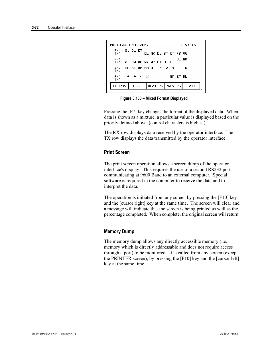 Print screen, Memory dump | Rockwell Automation 7000A PowerFlex Medium Voltage AC Drive - Air-Cooled (A Frame) User Manual | Page 146 / 412