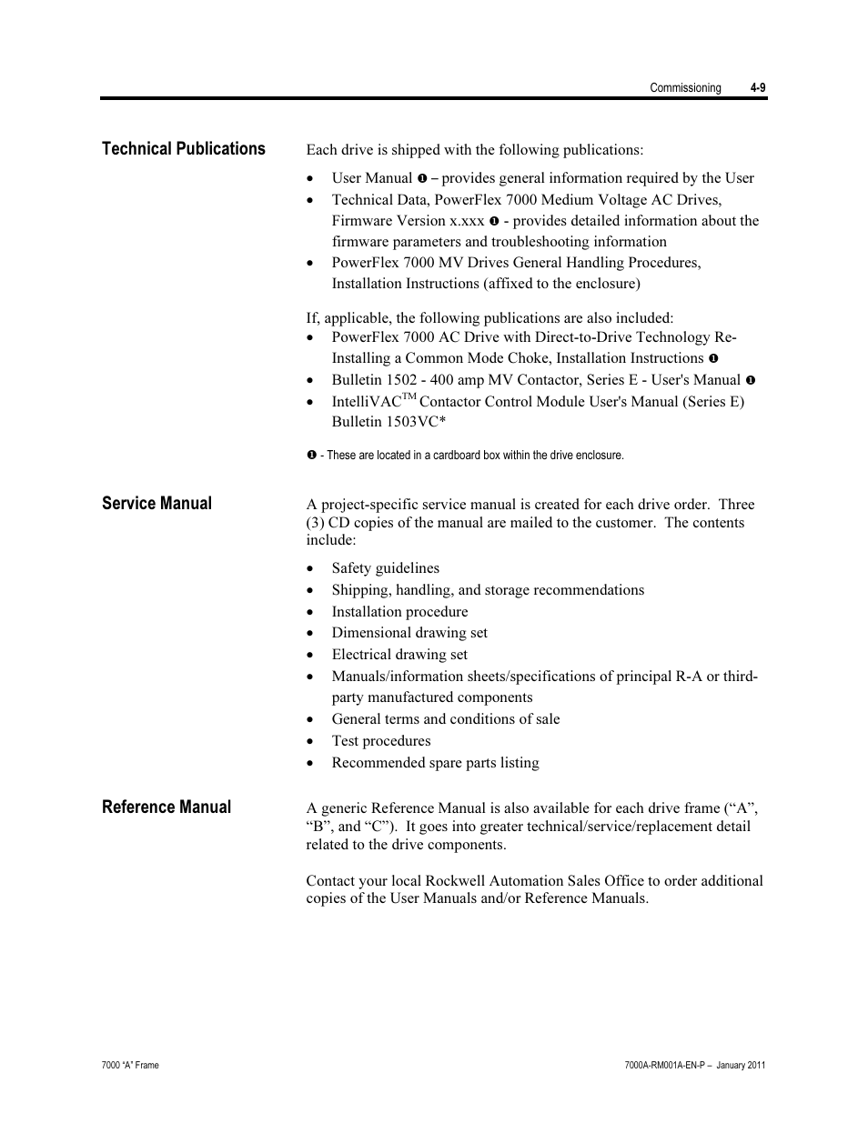 Technical publications, Service manual, Reference manual | Rockwell Automation 7000A PowerFlex Medium Voltage AC Drive - Air-Cooled (A Frame) User Manual | Page 163 / 412