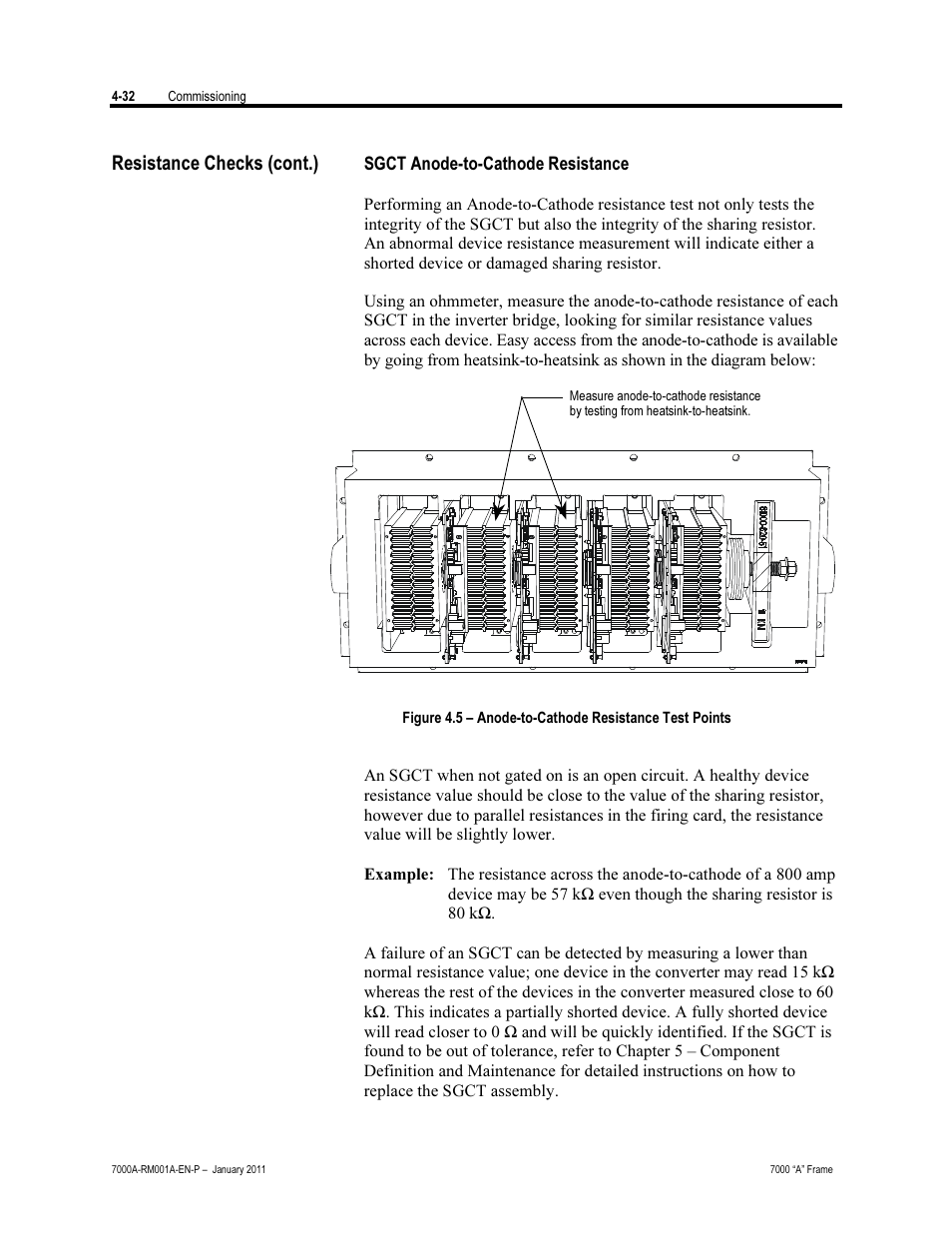 Sgct anode-to-cathode resistance, Resistance checks (cont.) | Rockwell Automation 7000A PowerFlex Medium Voltage AC Drive - Air-Cooled (A Frame) User Manual | Page 186 / 412