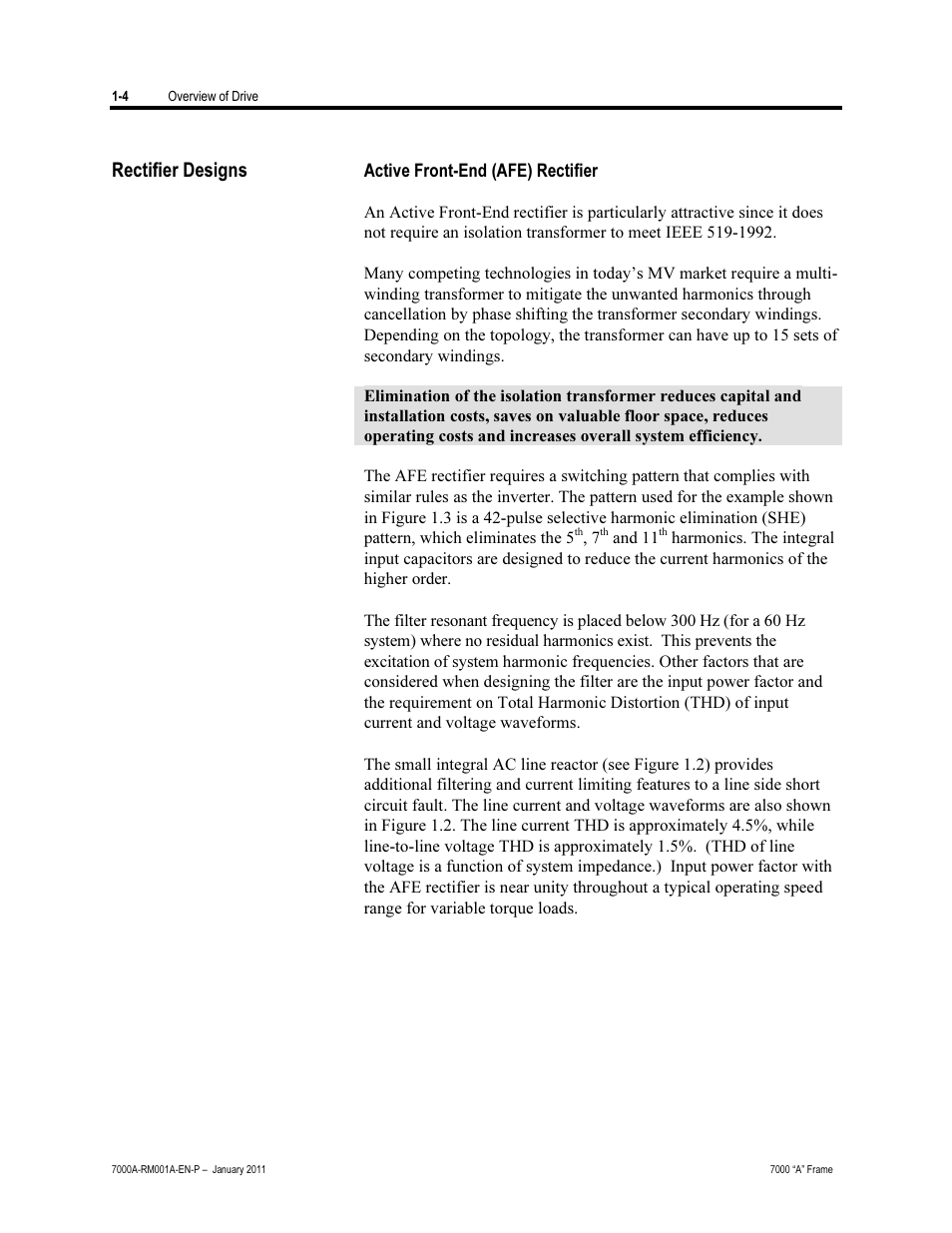 Rectifier designs, Active front-end (afe) rectifier | Rockwell Automation 7000A PowerFlex Medium Voltage AC Drive - Air-Cooled (A Frame) User Manual | Page 20 / 412