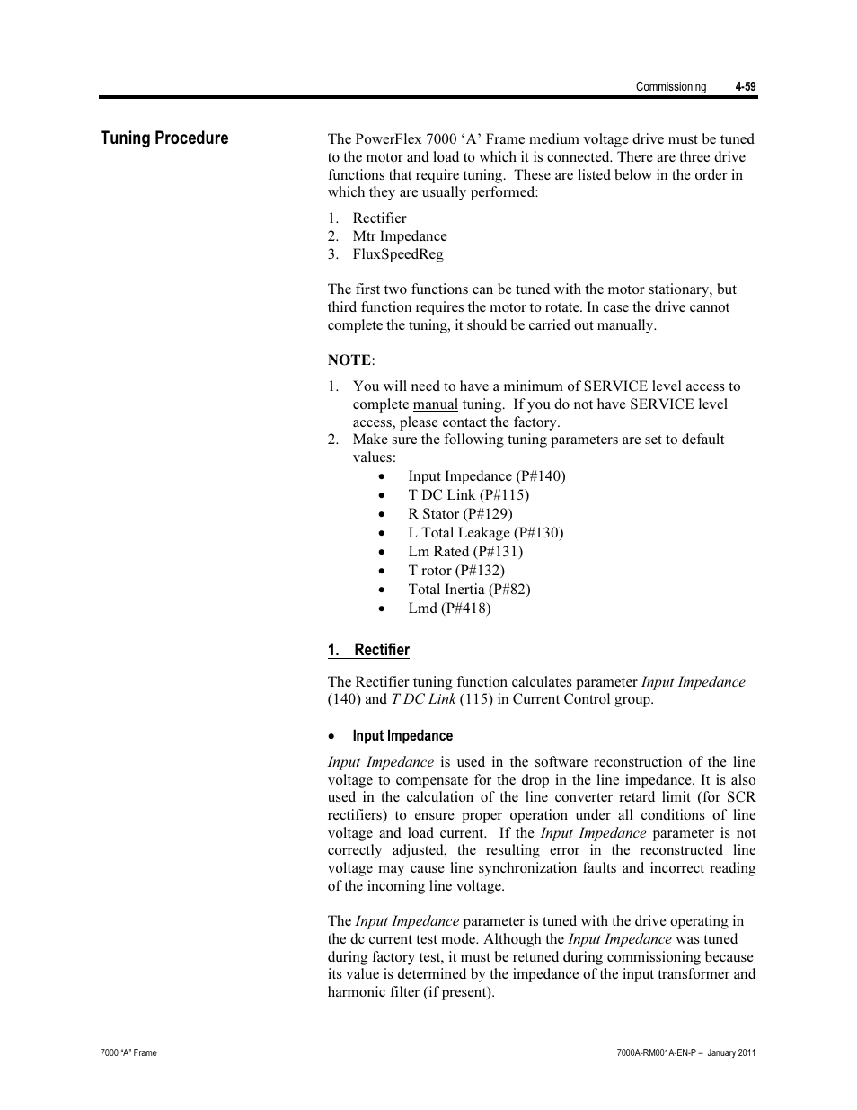 Tuning procedure, Rectifier | Rockwell Automation 7000A PowerFlex Medium Voltage AC Drive - Air-Cooled (A Frame) User Manual | Page 213 / 412