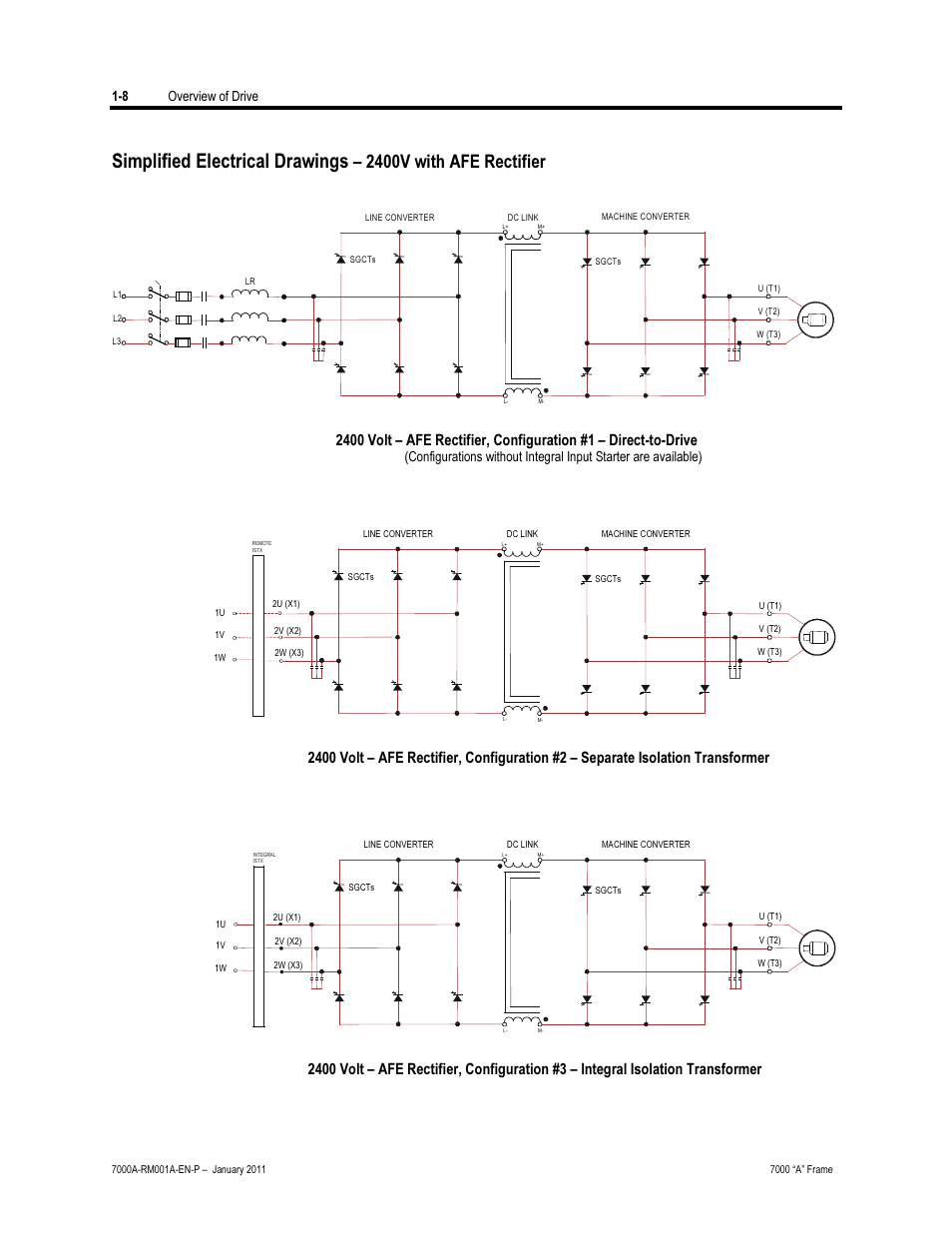 Simplified electrical drawings, 2400v with afe rectifier | Rockwell Automation 7000A PowerFlex Medium Voltage AC Drive - Air-Cooled (A Frame) User Manual | Page 24 / 412