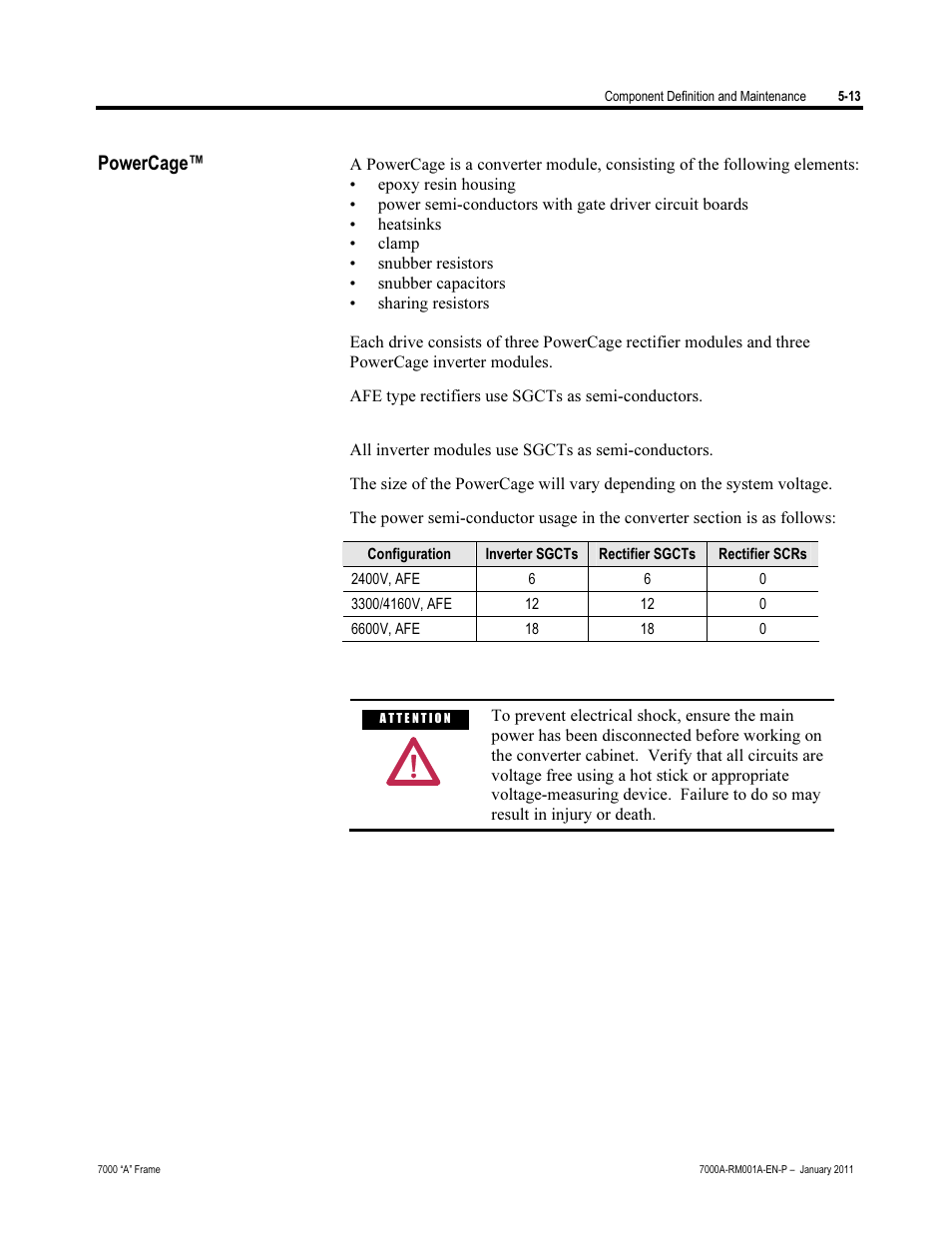 Powercage | Rockwell Automation 7000A PowerFlex Medium Voltage AC Drive - Air-Cooled (A Frame) User Manual | Page 255 / 412