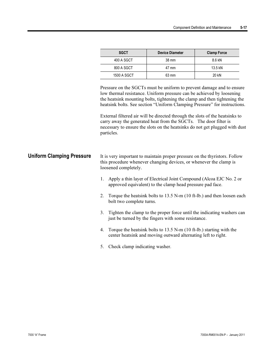 Uniform clamping pressure | Rockwell Automation 7000A PowerFlex Medium Voltage AC Drive - Air-Cooled (A Frame) User Manual | Page 259 / 412