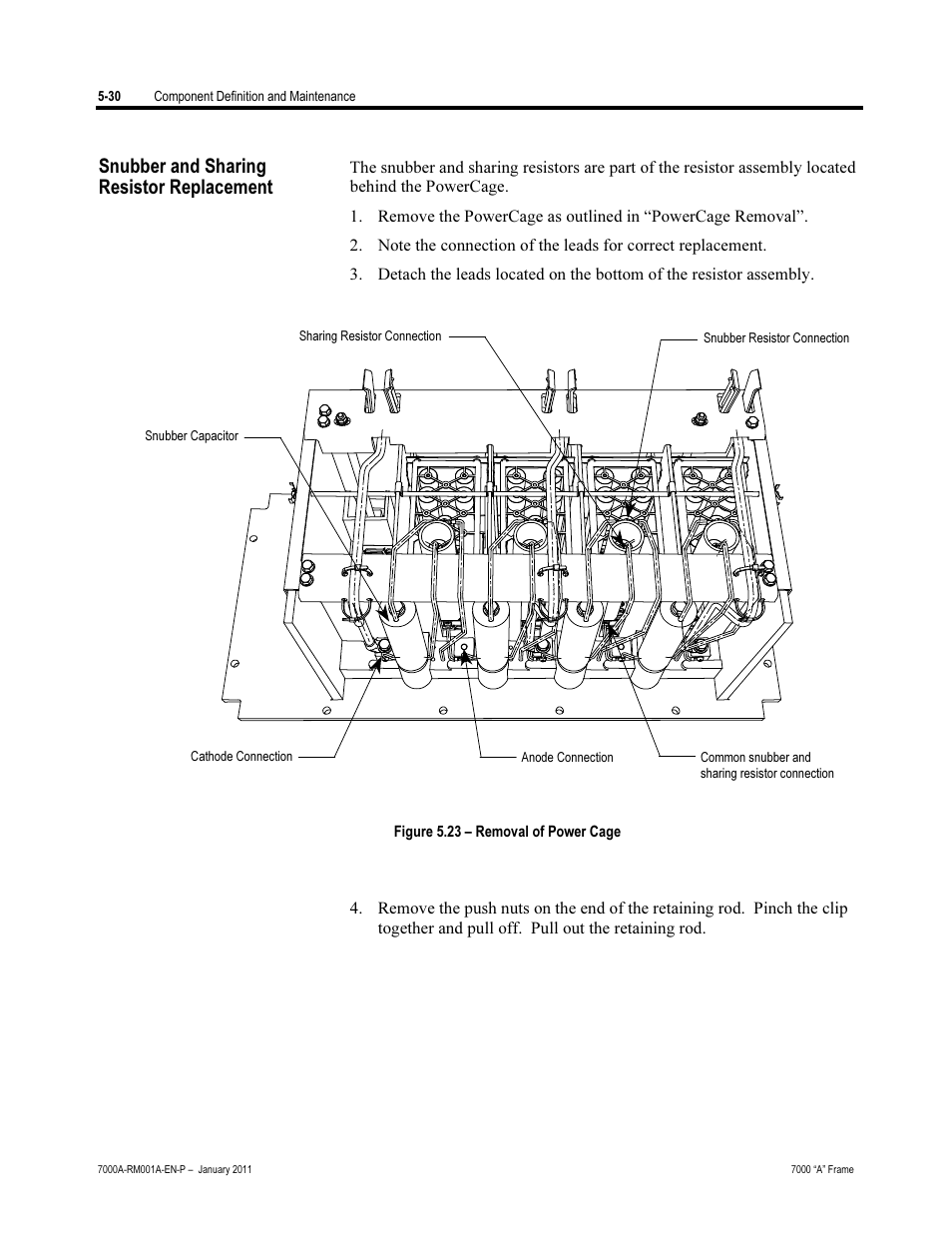 Snubber and sharing resistor replacement | Rockwell Automation 7000A PowerFlex Medium Voltage AC Drive - Air-Cooled (A Frame) User Manual | Page 272 / 412