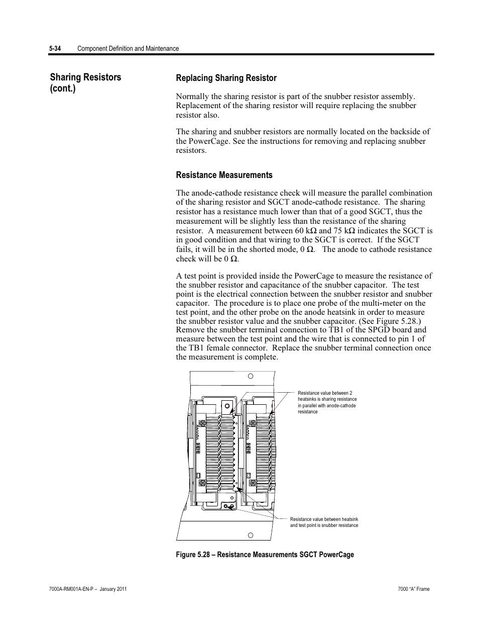 Replacing sharing resistors, Resistance measurements, Sharing resistors (cont.) | Rockwell Automation 7000A PowerFlex Medium Voltage AC Drive - Air-Cooled (A Frame) User Manual | Page 276 / 412