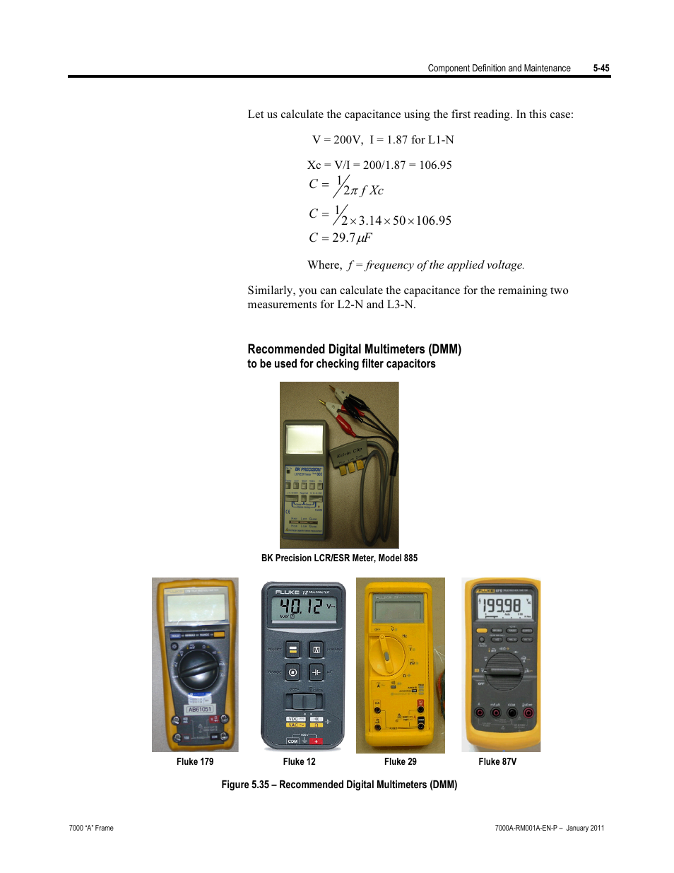 Recommended digital multimeters | Rockwell Automation 7000A PowerFlex Medium Voltage AC Drive - Air-Cooled (A Frame) User Manual | Page 287 / 412