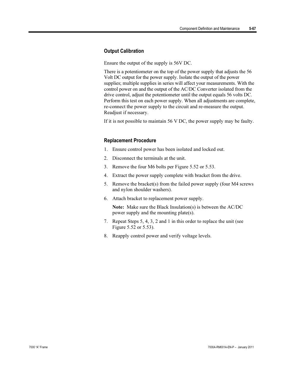 Output calibration, Replacement procedure | Rockwell Automation 7000A PowerFlex Medium Voltage AC Drive - Air-Cooled (A Frame) User Manual | Page 309 / 412