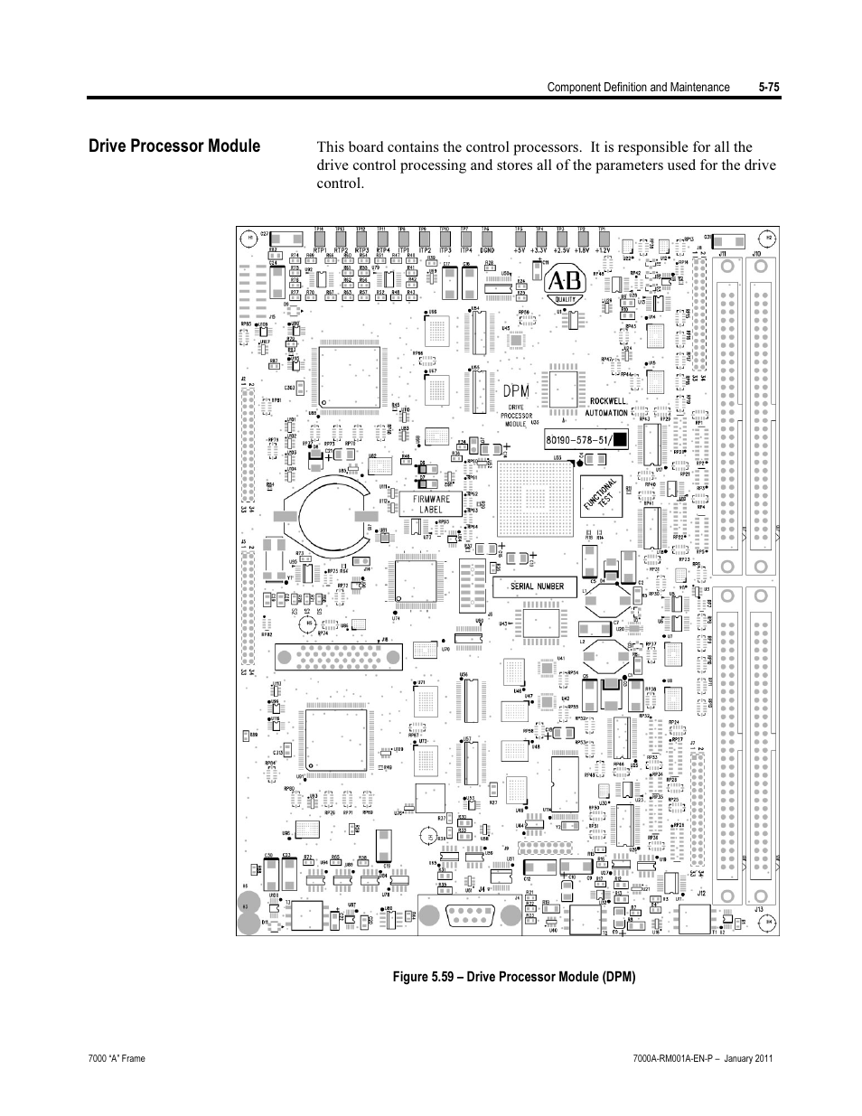 Drive processor module | Rockwell Automation 7000A PowerFlex Medium Voltage AC Drive - Air-Cooled (A Frame) User Manual | Page 317 / 412