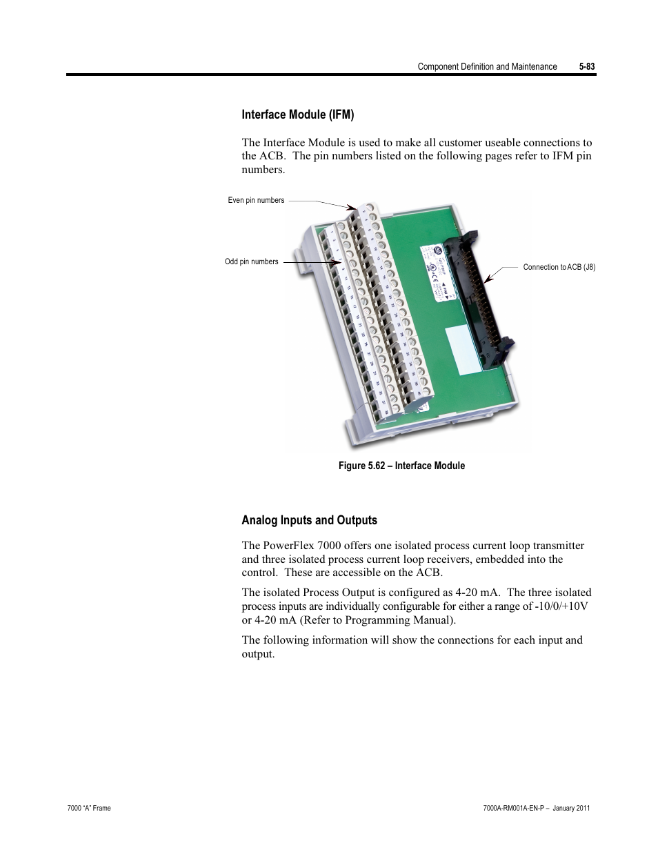 Interface module (ifm), Analog inputs and outputs | Rockwell Automation 7000A PowerFlex Medium Voltage AC Drive - Air-Cooled (A Frame) User Manual | Page 325 / 412