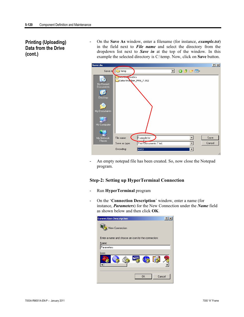 Printing (uploading) data from the drive (cont.) | Rockwell Automation 7000A PowerFlex Medium Voltage AC Drive - Air-Cooled (A Frame) User Manual | Page 362 / 412
