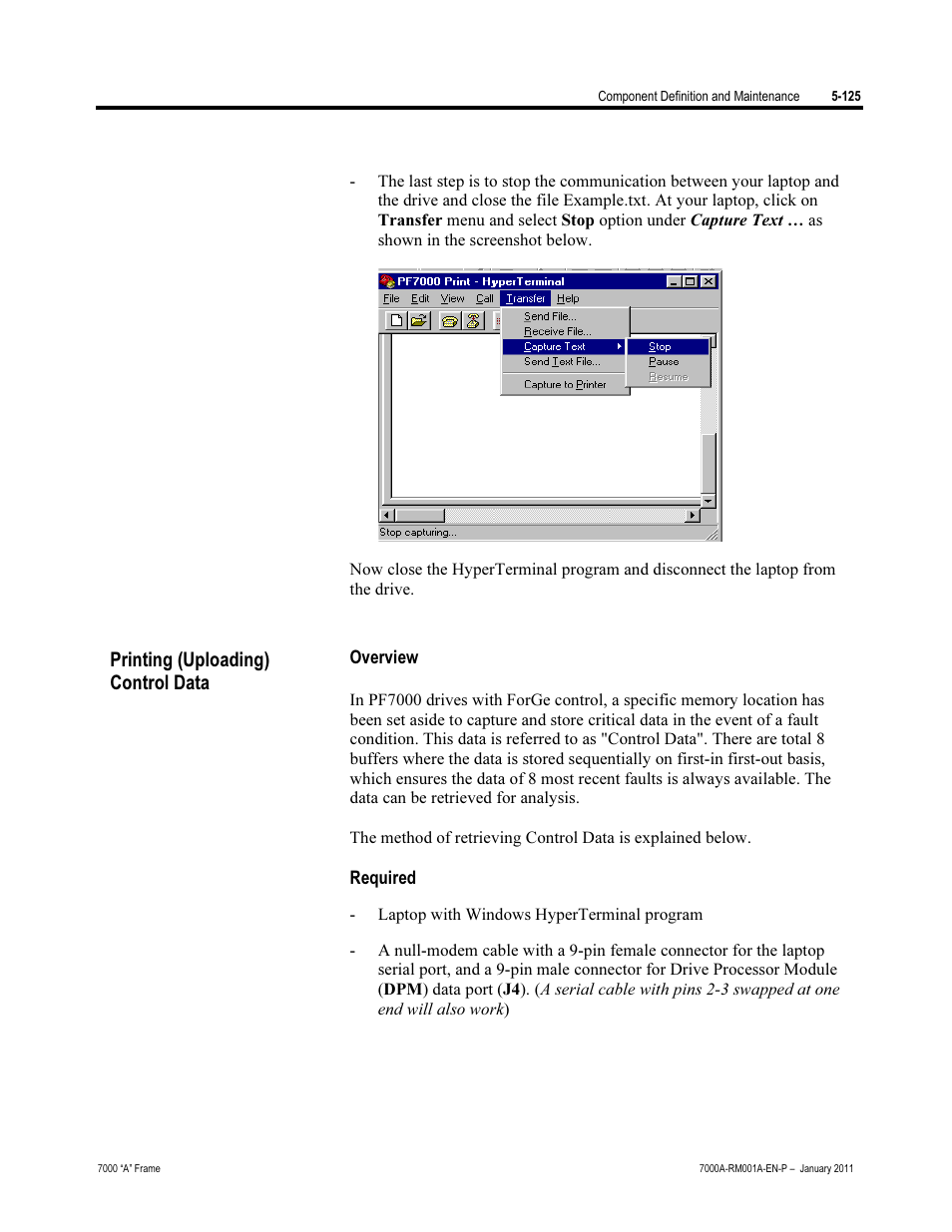 Printing (uploading) control data | Rockwell Automation 7000A PowerFlex Medium Voltage AC Drive - Air-Cooled (A Frame) User Manual | Page 367 / 412