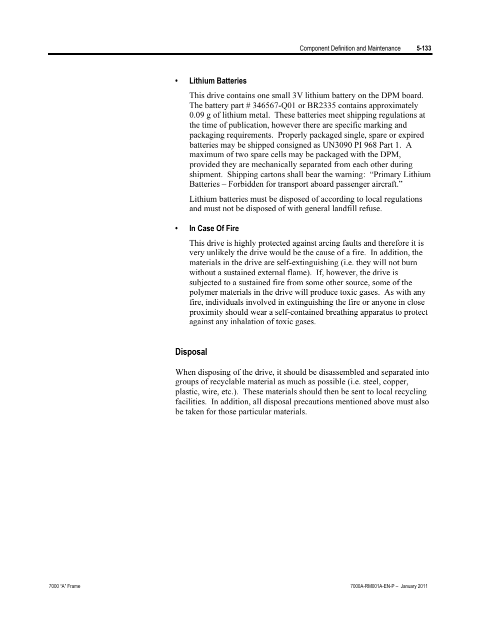 Disposal | Rockwell Automation 7000A PowerFlex Medium Voltage AC Drive - Air-Cooled (A Frame) User Manual | Page 375 / 412