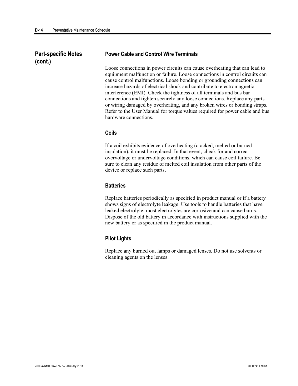 Power calbe and control wire terminals, Coils, Batteries | Pilot lights | Rockwell Automation 7000A PowerFlex Medium Voltage AC Drive - Air-Cooled (A Frame) User Manual | Page 404 / 412