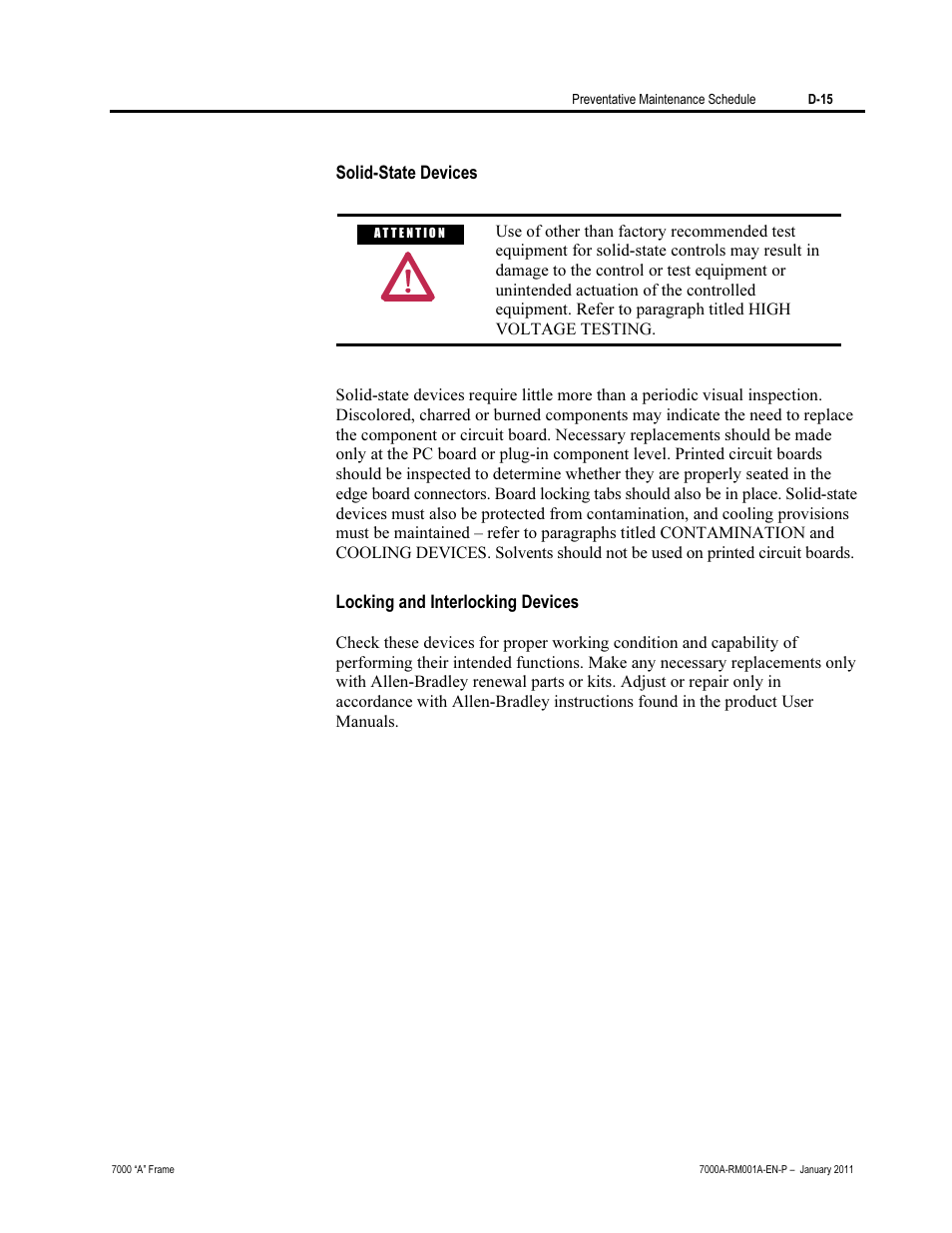 Solid-state devices, Locking and interlocking devices | Rockwell Automation 7000A PowerFlex Medium Voltage AC Drive - Air-Cooled (A Frame) User Manual | Page 405 / 412