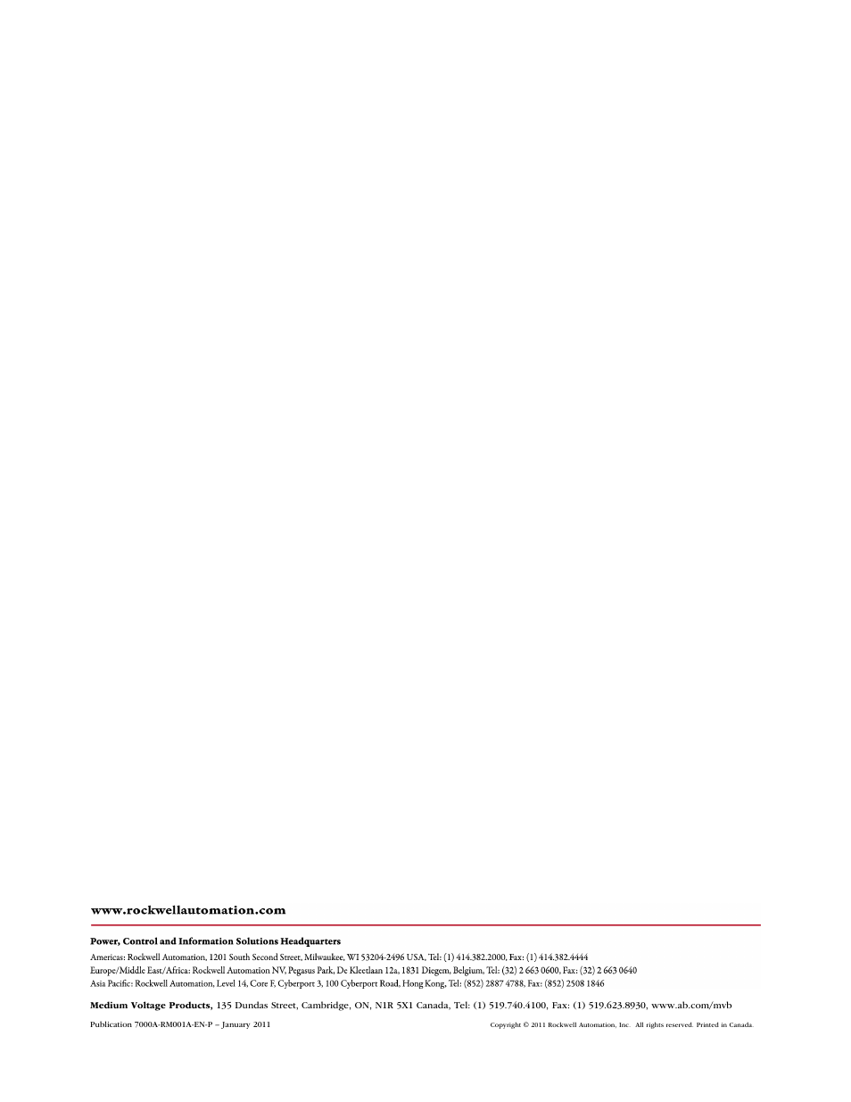 Back cover | Rockwell Automation 7000A PowerFlex Medium Voltage AC Drive - Air-Cooled (A Frame) User Manual | Page 412 / 412