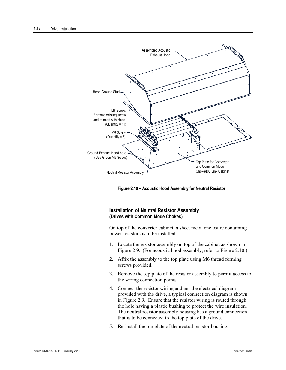 Installation of neutral resistor assembly | Rockwell Automation 7000A PowerFlex Medium Voltage AC Drive - Air-Cooled (A Frame) User Manual | Page 44 / 412