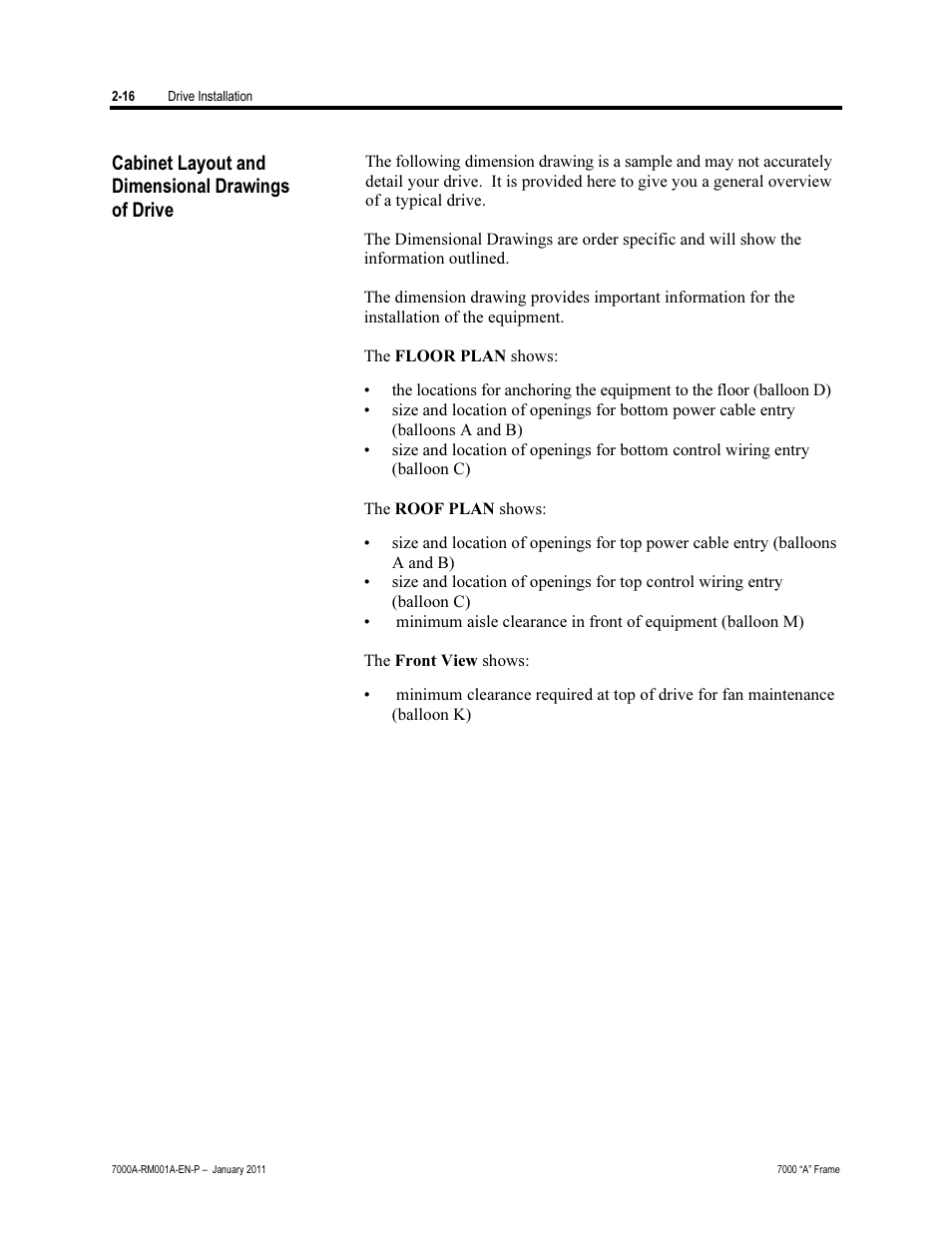 Cabinet layout and dimension drawings of drive, Cabinet layout and dimensional drawings of drive | Rockwell Automation 7000A PowerFlex Medium Voltage AC Drive - Air-Cooled (A Frame) User Manual | Page 46 / 412