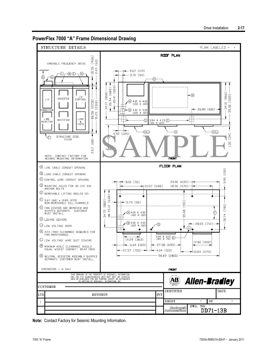 Sample | Rockwell Automation 7000A PowerFlex Medium Voltage AC Drive - Air-Cooled (A Frame) User Manual | Page 47 / 412