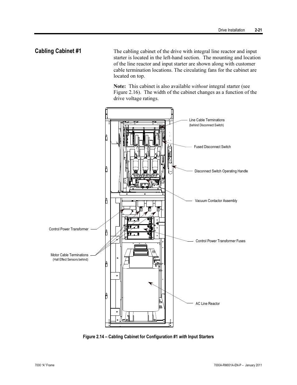 Cabling cabinet #1 (with input starters), Cabling cabinet #1 | Rockwell Automation 7000A PowerFlex Medium Voltage AC Drive - Air-Cooled (A Frame) User Manual | Page 51 / 412