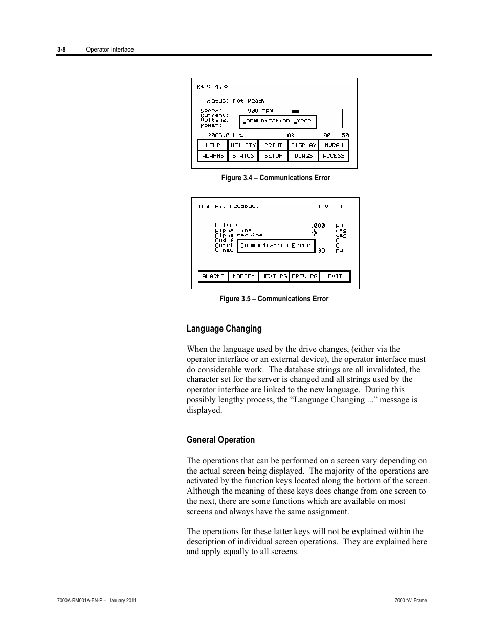 Language changing, General operation | Rockwell Automation 7000A PowerFlex Medium Voltage AC Drive - Air-Cooled (A Frame) User Manual | Page 82 / 412