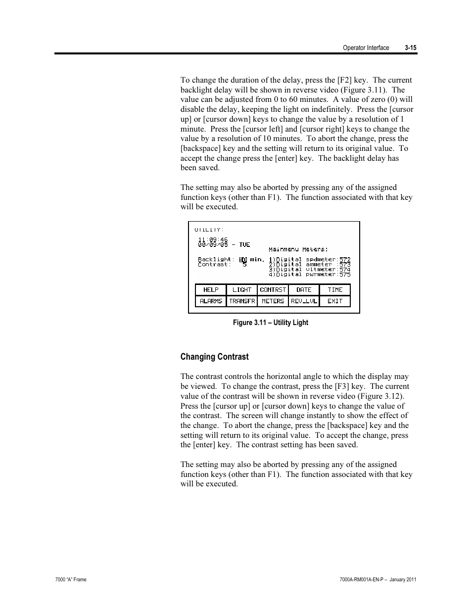 Changing contrast | Rockwell Automation 7000A PowerFlex Medium Voltage AC Drive - Air-Cooled (A Frame) User Manual | Page 89 / 412