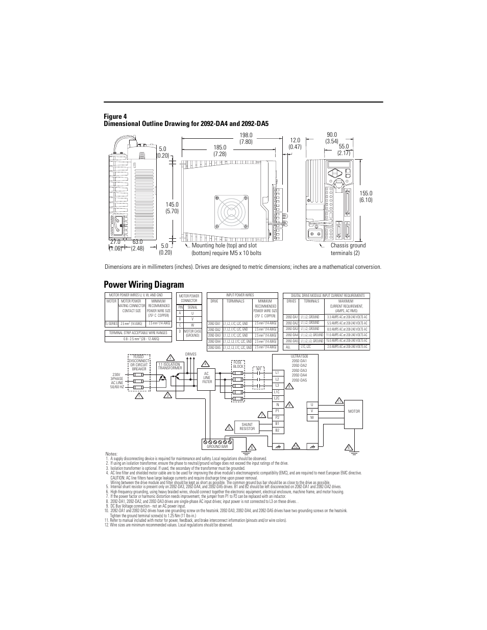 Power wiring diagram | Rockwell Automation 2092-DAx Ultra1500 Digital Servo Drive Quick Start User Manual | Page 4 / 16