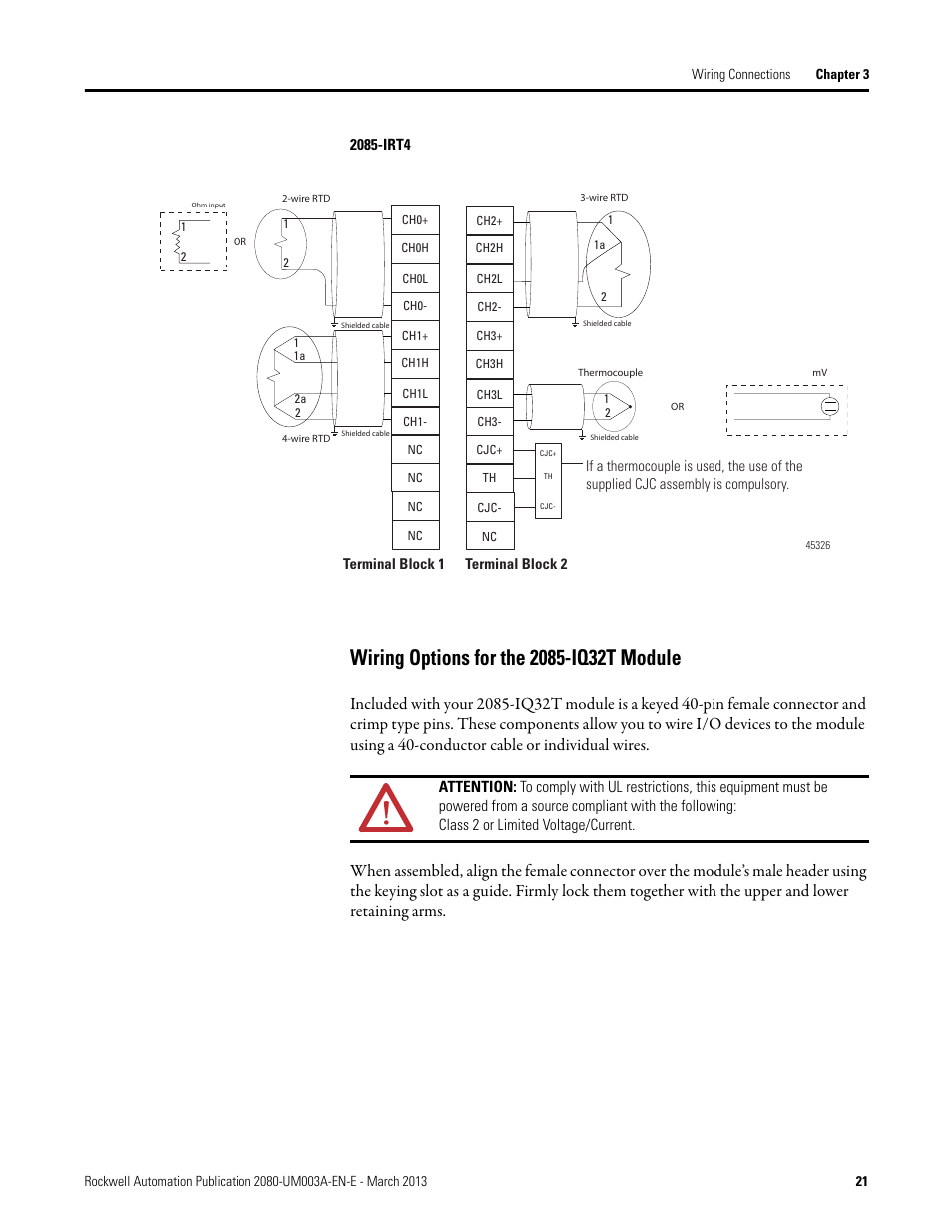 Wiring options for the 2085-iq32t module | Rockwell Automation 2085 Micro800 Discrete and Analog Expansion I/O Modules User Manual | Page 29 / 78
