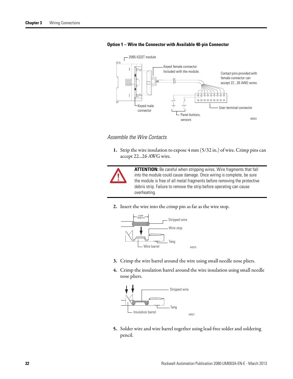 Assemble the wire contacts | Rockwell Automation 2085 Micro800 Discrete and Analog Expansion I/O Modules User Manual | Page 30 / 78