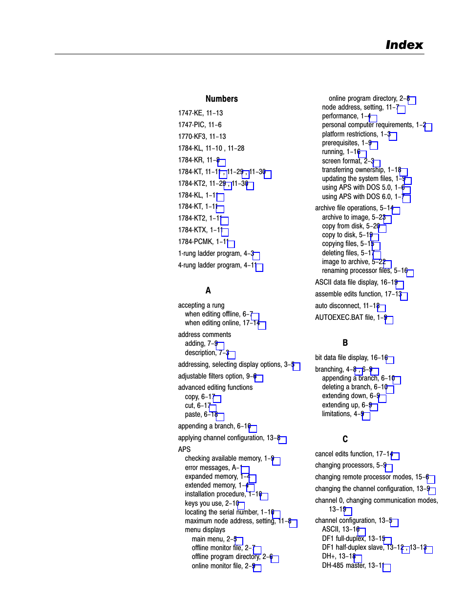 Index, Numbers | Rockwell Automation 9323-PA1E USER MANUAL APS 6.0 User Manual | Page 415 / 424
