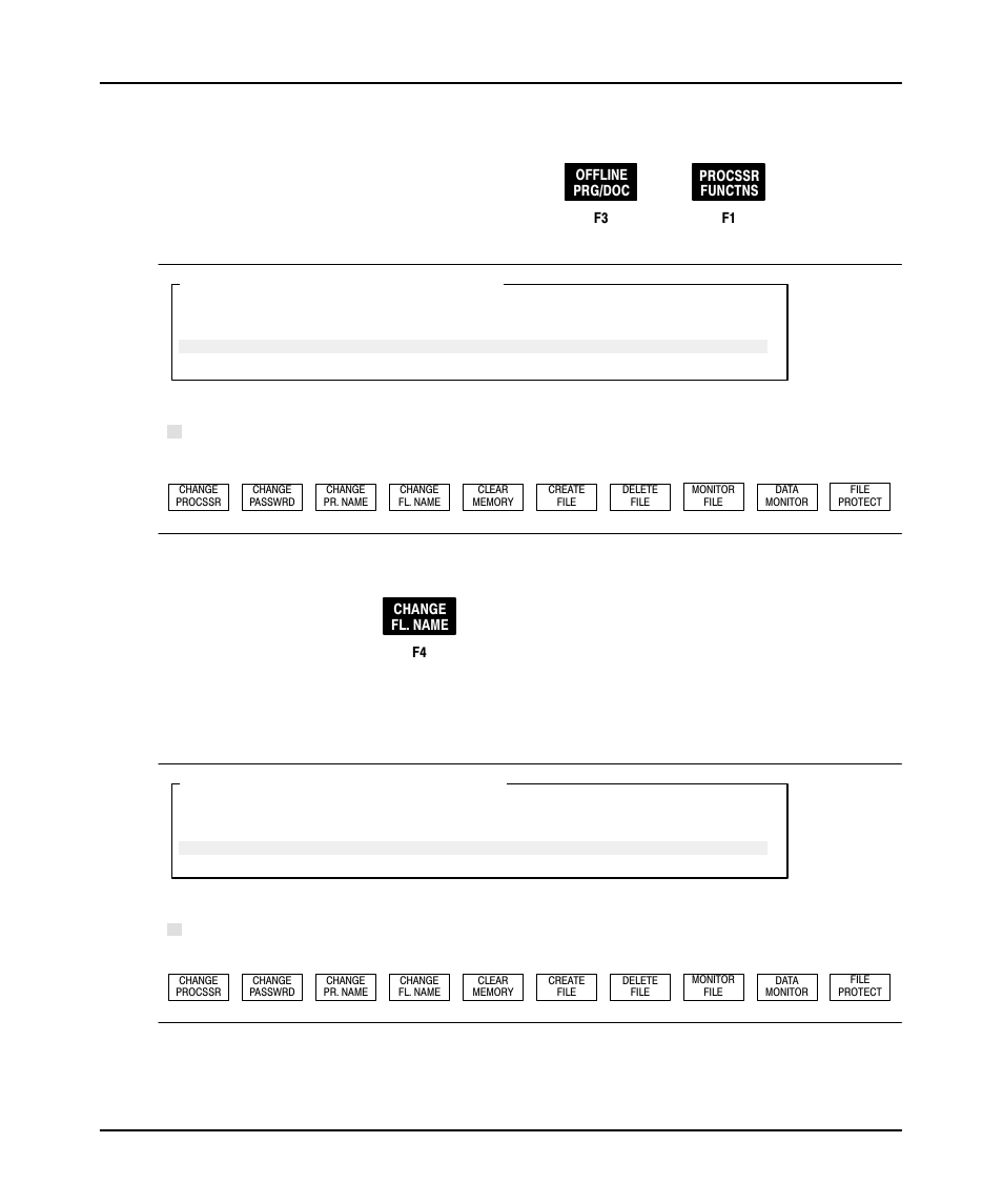 Naming a ladder program file, Offline config, Begin at the main menu and press | Then, The following menu appears | Rockwell Automation 9323-PA1E USER MANUAL APS 6.0 User Manual | Page 94 / 424