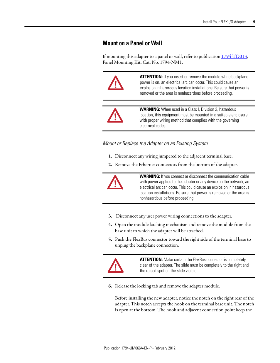 Mount on a panel or wall | Rockwell Automation 1794-AENTR_AENTRXT FLEX I/O Dual Port EtherNet/IP Adapter Modules User Manual | Page 17 / 88