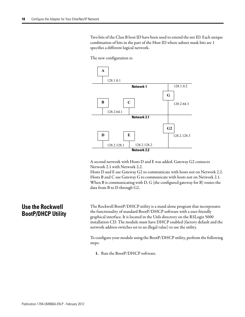 Use the rockwell bootp/dhcp utility | Rockwell Automation 1794-AENTR_AENTRXT FLEX I/O Dual Port EtherNet/IP Adapter Modules User Manual | Page 26 / 88