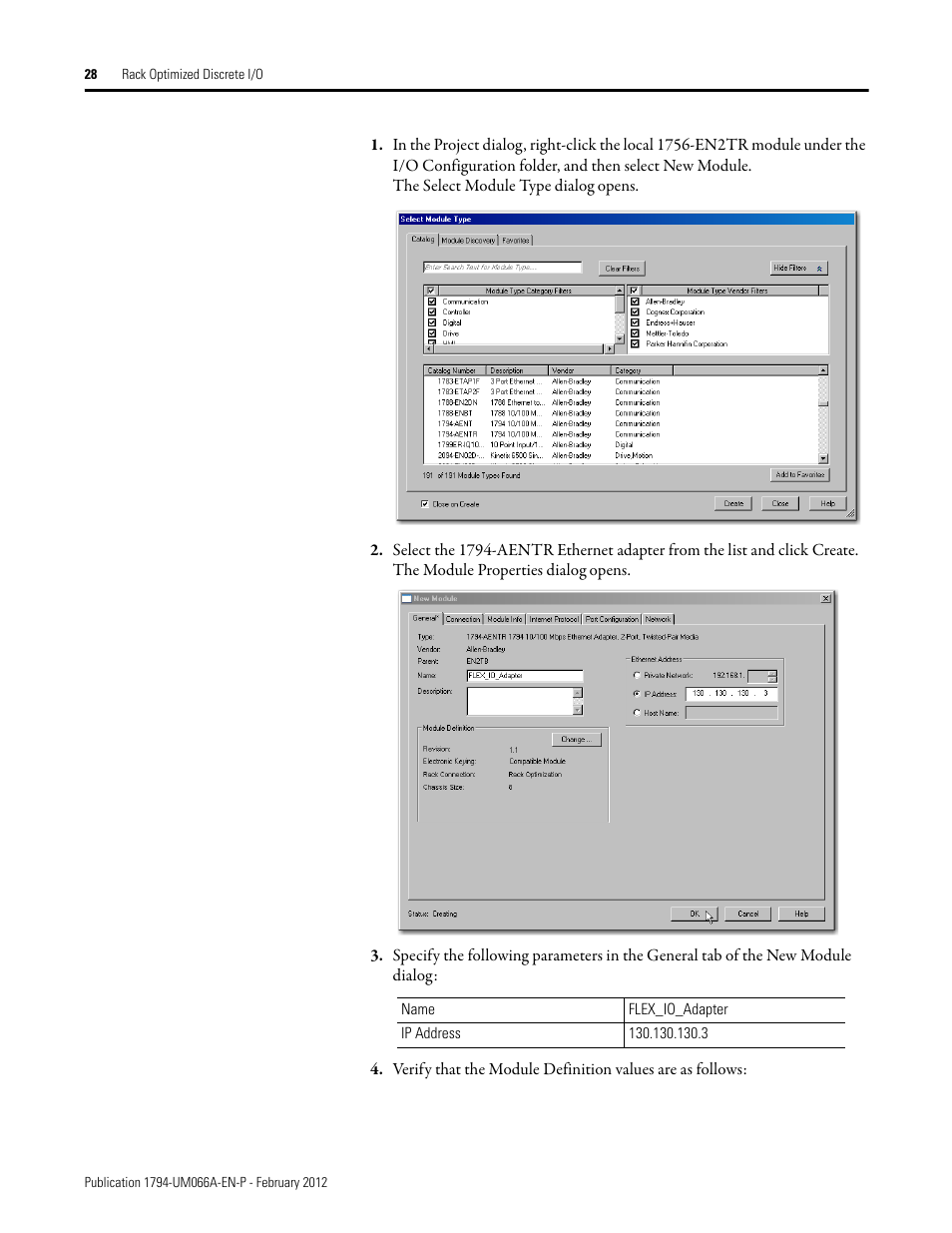Rockwell Automation 1794-AENTR_AENTRXT FLEX I/O Dual Port EtherNet/IP Adapter Modules User Manual | Page 36 / 88