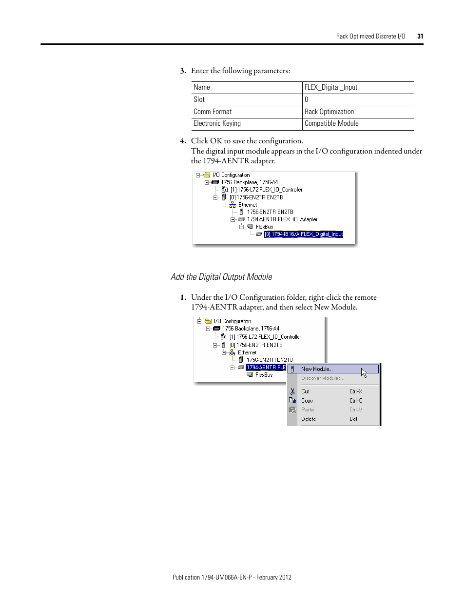 Add the digital output module | Rockwell Automation 1794-AENTR_AENTRXT FLEX I/O Dual Port EtherNet/IP Adapter Modules User Manual | Page 39 / 88