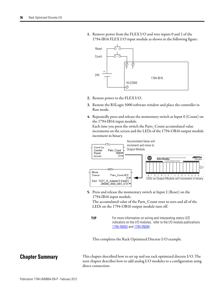 Chapter summary | Rockwell Automation 1794-AENTR_AENTRXT FLEX I/O Dual Port EtherNet/IP Adapter Modules User Manual | Page 44 / 88