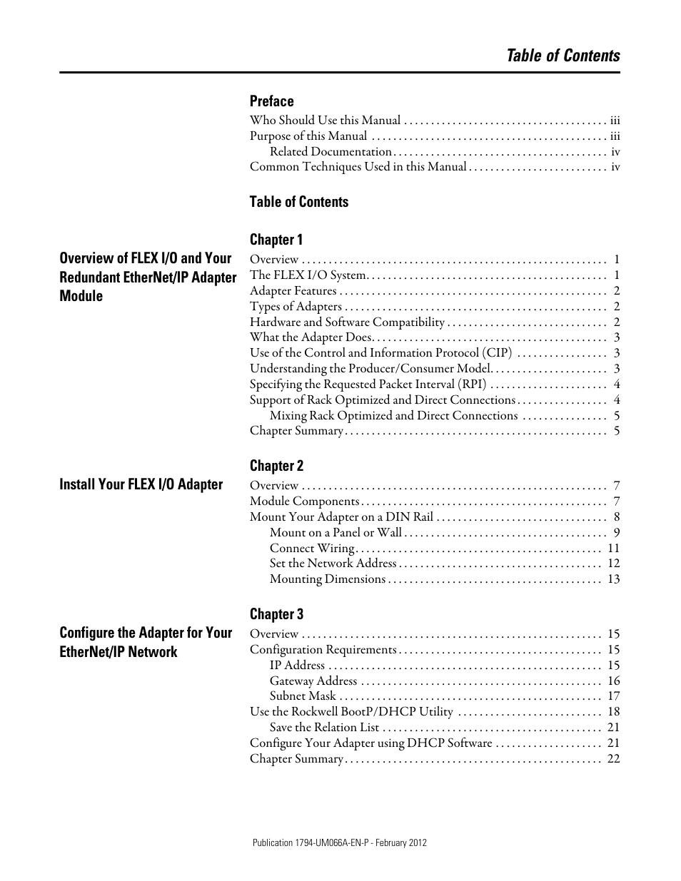 Rockwell Automation 1794-AENTR_AENTRXT FLEX I/O Dual Port EtherNet/IP Adapter Modules User Manual | Page 5 / 88