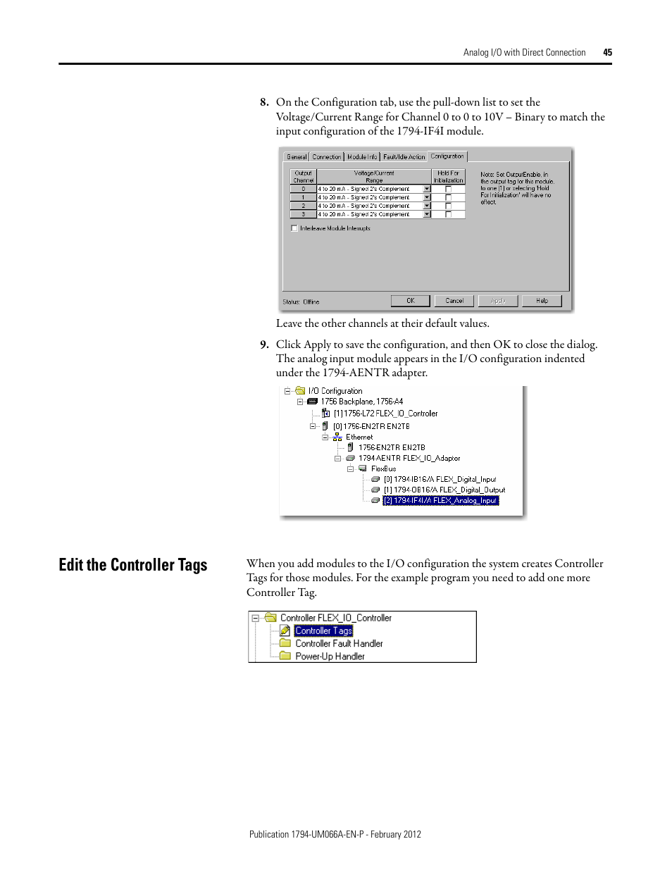 Edit the controller tags | Rockwell Automation 1794-AENTR_AENTRXT FLEX I/O Dual Port EtherNet/IP Adapter Modules User Manual | Page 53 / 88